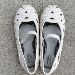 Mini Melissa White Woven Mary Jane Flats